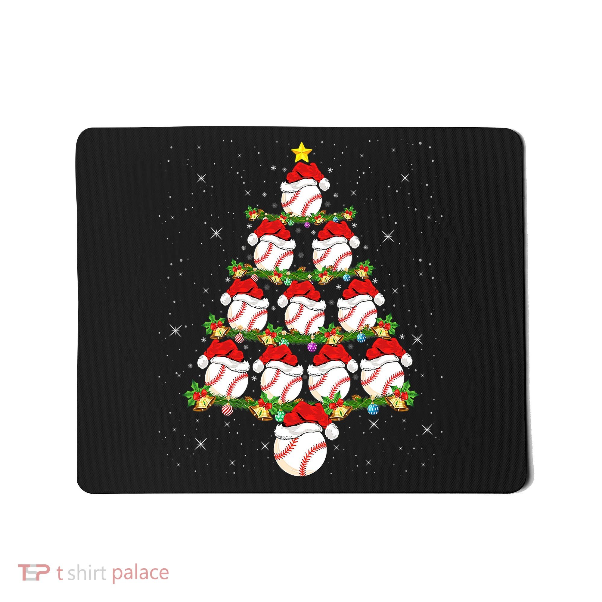 Baseball Ball Christmas Santa Love Lights Xmas Boys Mousepad