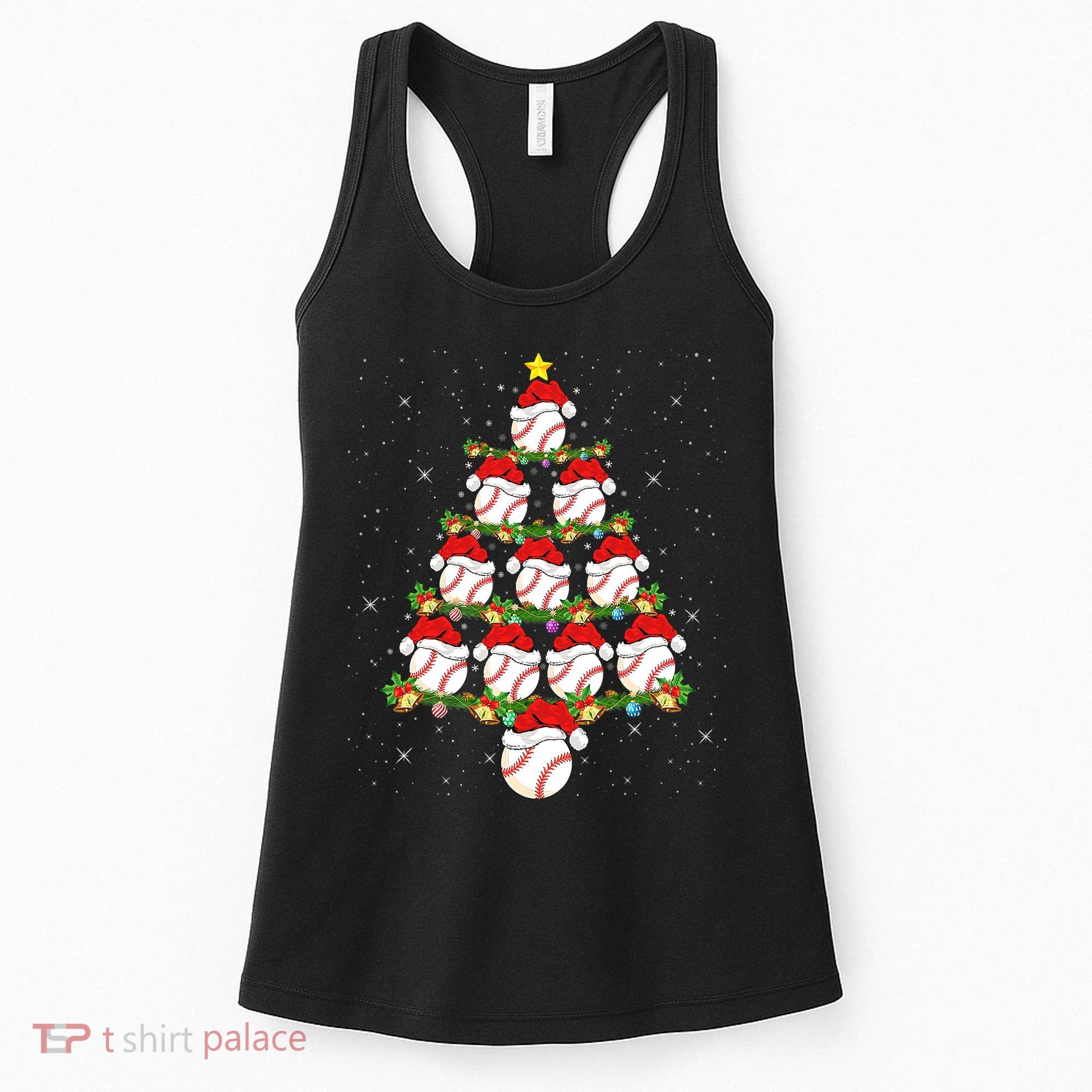 Baseball Ball Christmas Santa Love Lights Xmas Boys Women's Tank Top