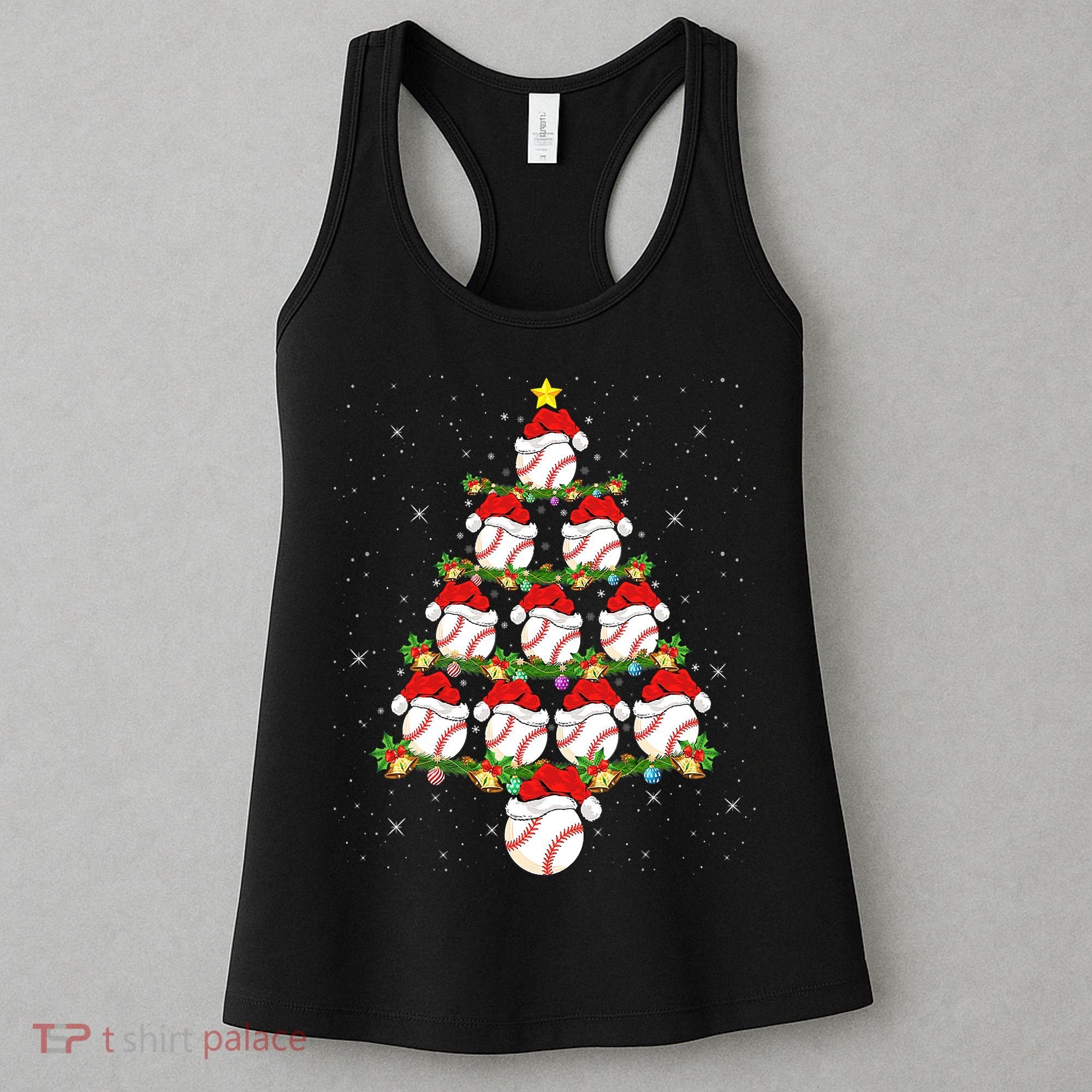 Baseball Ball Christmas Santa Love Lights Xmas Boys Women's Tank Top