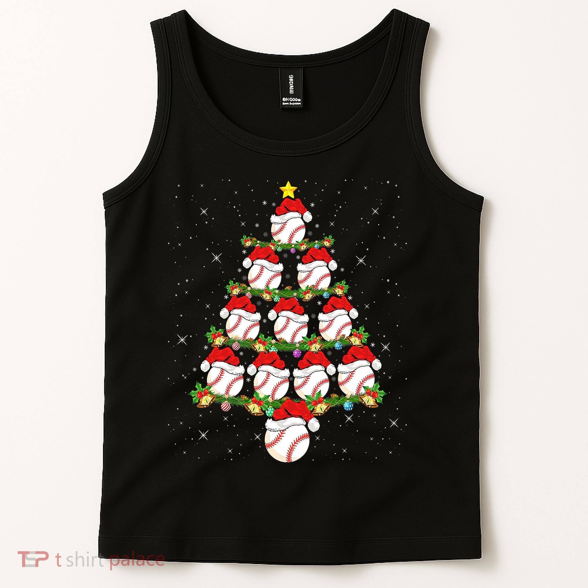 Baseball Ball Christmas Santa Love Lights Xmas Boys Tank Top