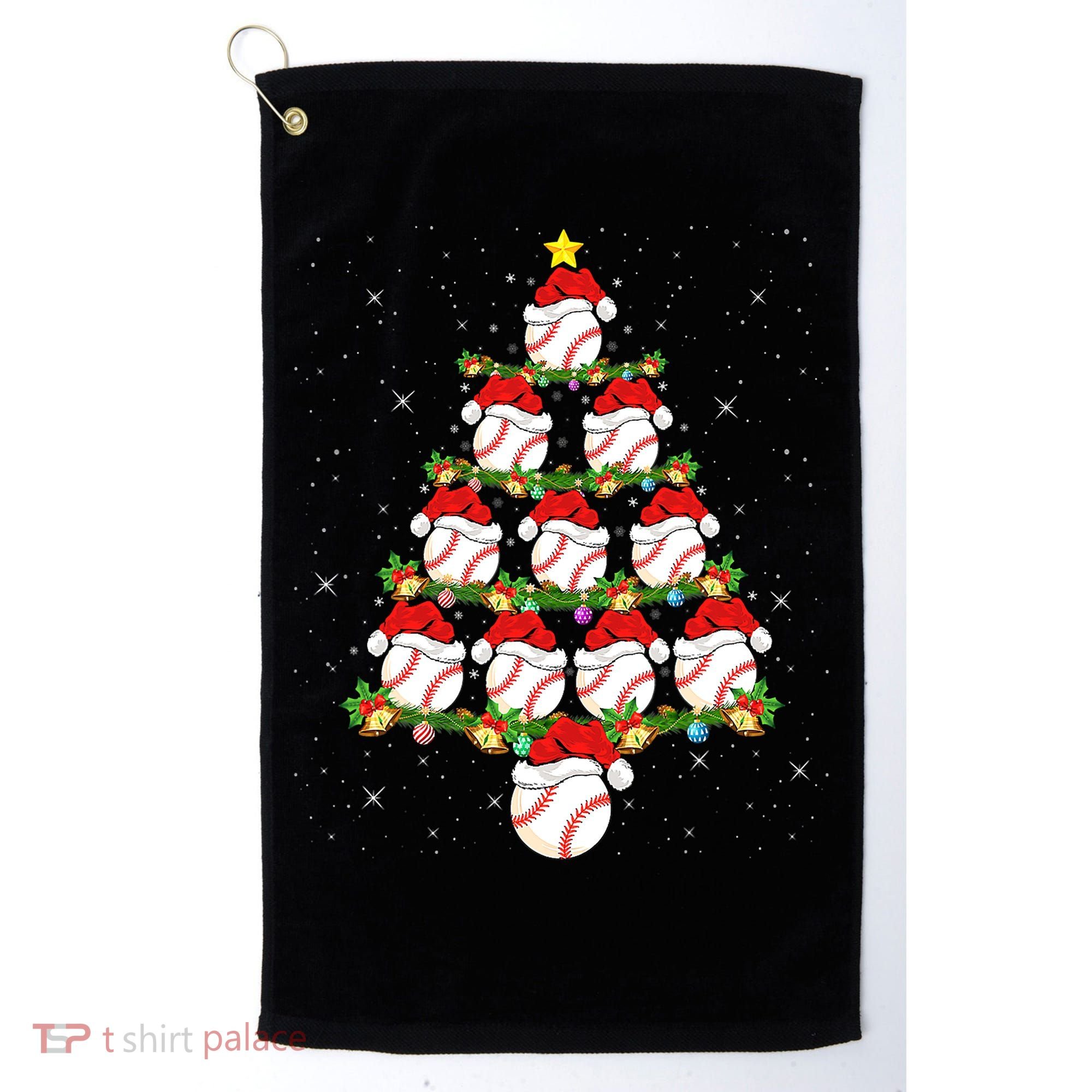 Baseball Ball Christmas Santa Love Lights Xmas Boys Golf Towel