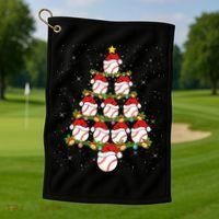 Baseball Ball Christmas Santa Love Lights Xmas Boys Golf Towel thumb 1