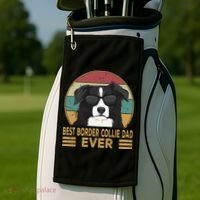 Best Border Collie Dad Ever Funny Dog Gift For And Golf Towel thumb 2