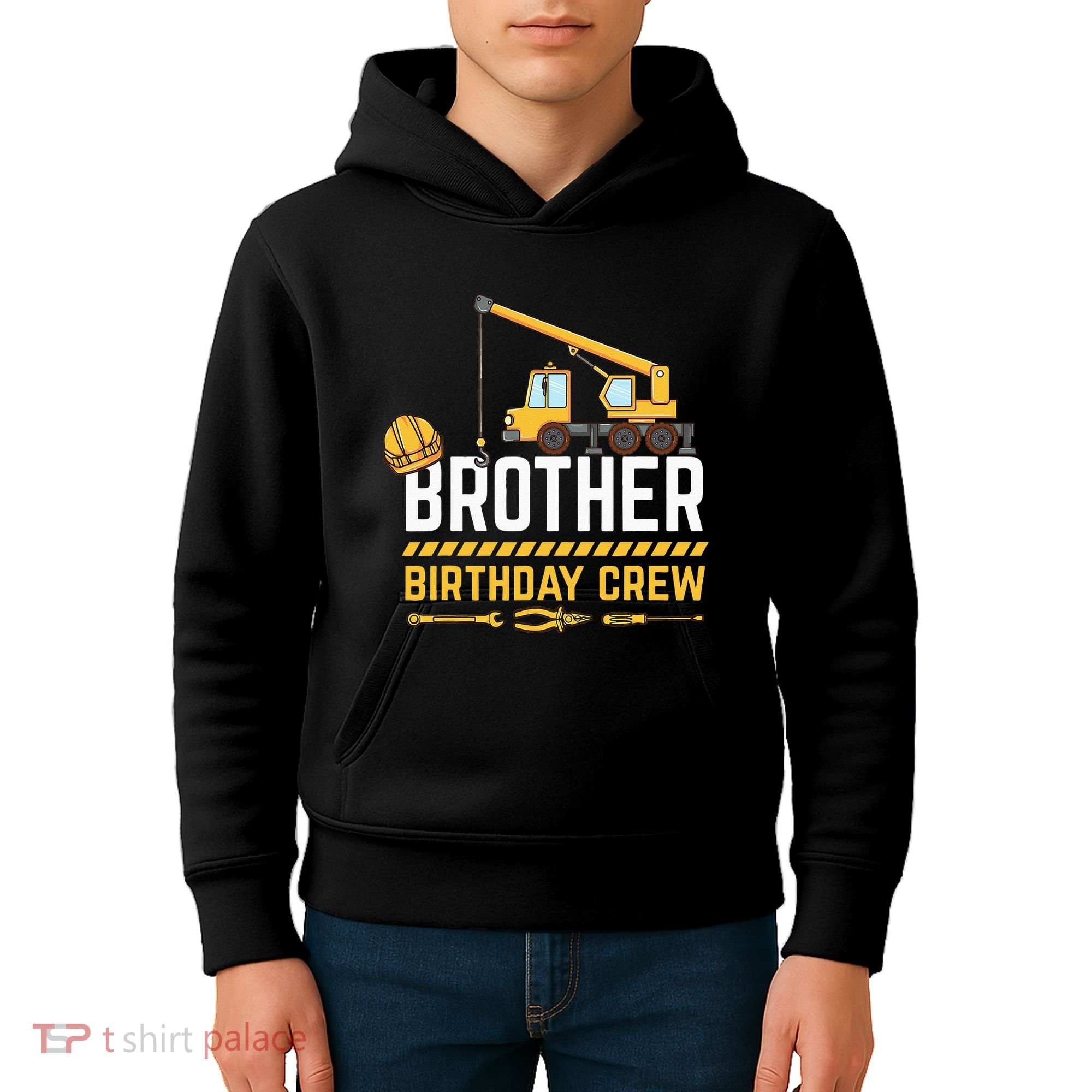 Brother Birthday Crew Construction Birthday Kids Hoodie