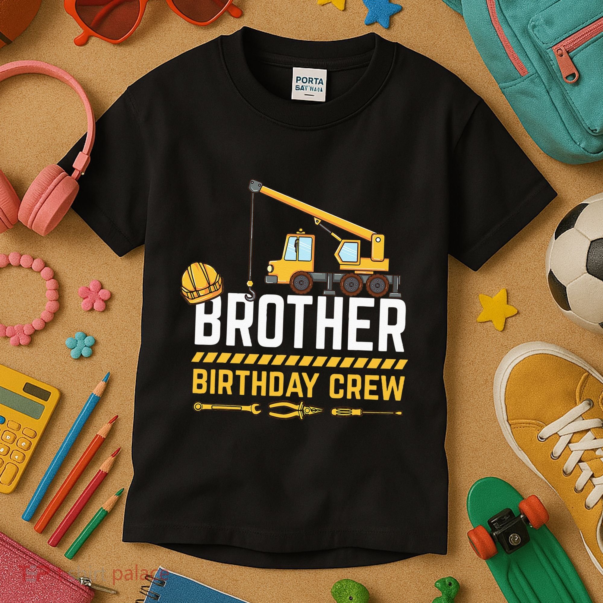 Brother Birthday Crew Construction Birthday Kids T-Shirt