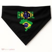 Brazilian Brazil Country Map Flag USA-Made Doggie Bandana thumb 0