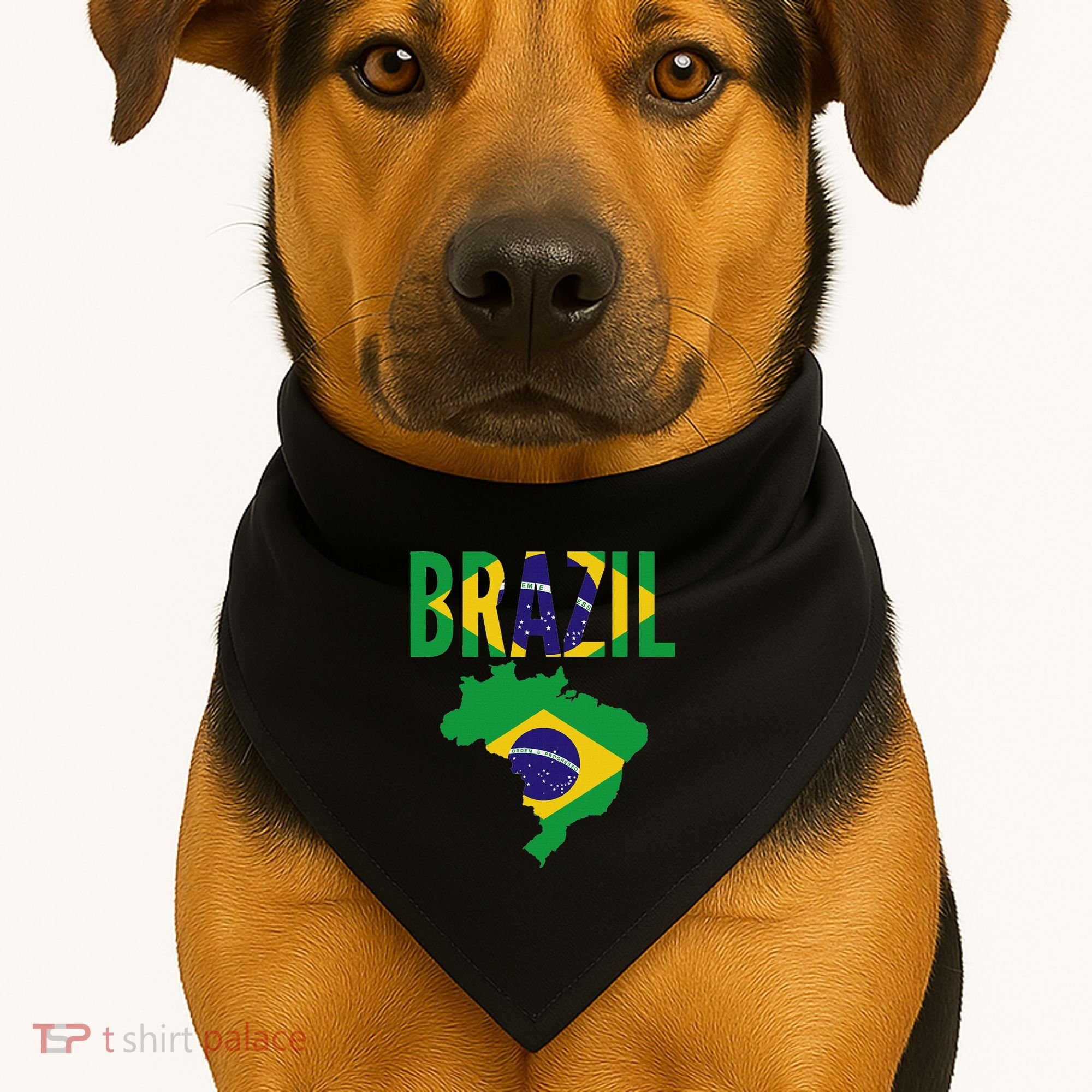 Brazilian Brazil Country Map Flag USA-Made Doggie Bandana