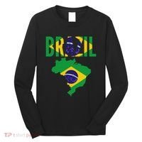 Brazilian Brazil Country Map Flag Long Sleeve Shirt thumb 0