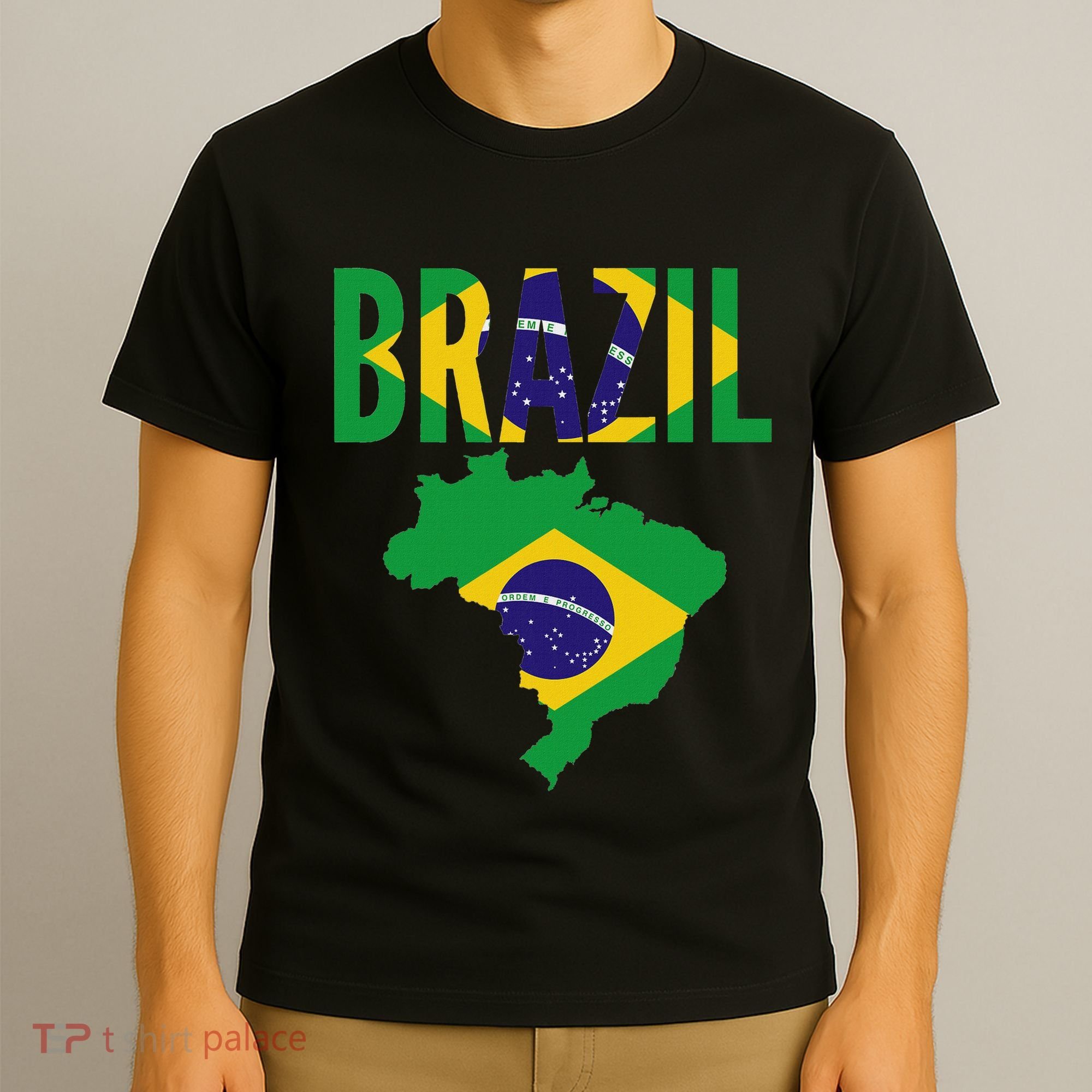 Brazilian Brazil Country Map Flag T-Shirt