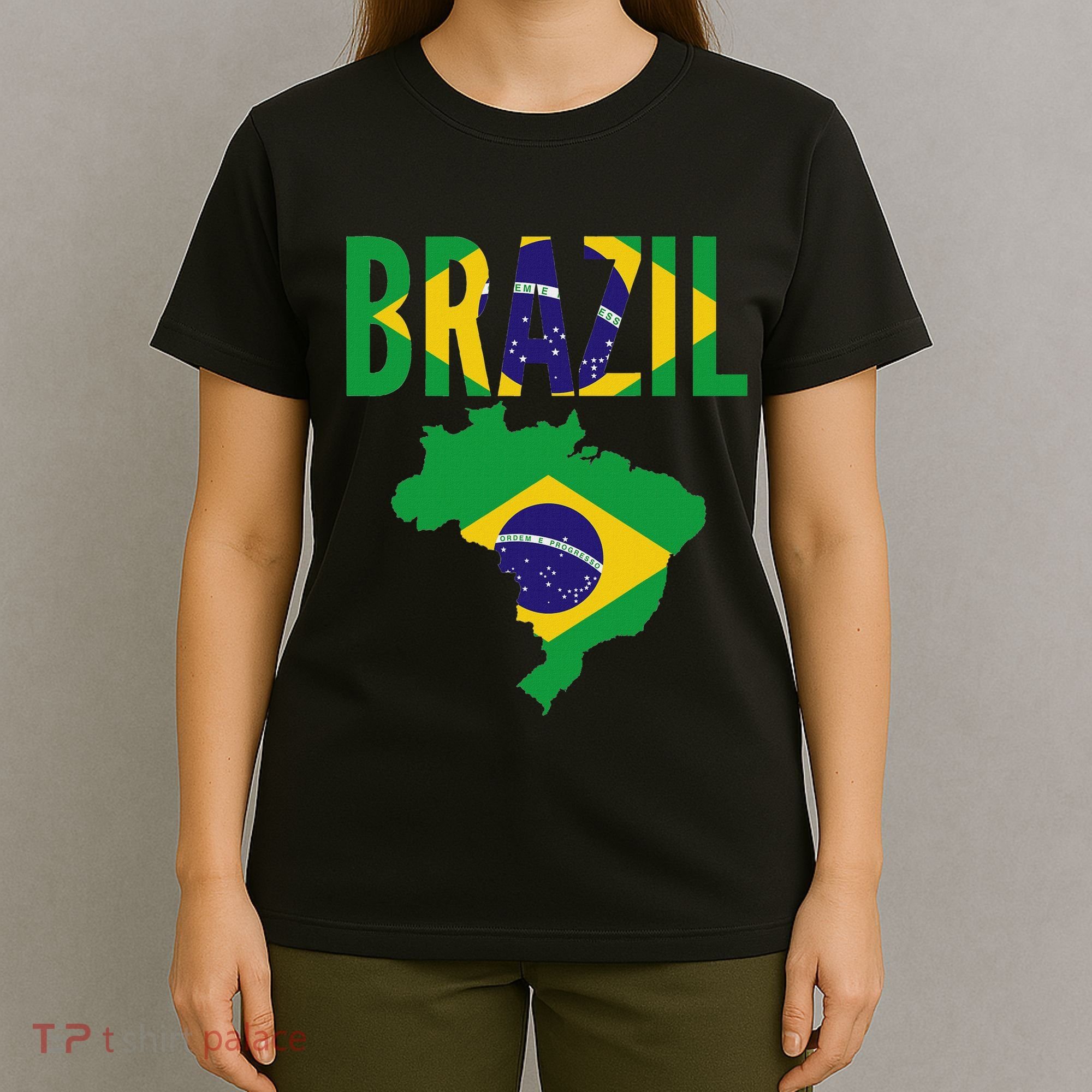 Brazilian Brazil Country Map Flag T-Shirt