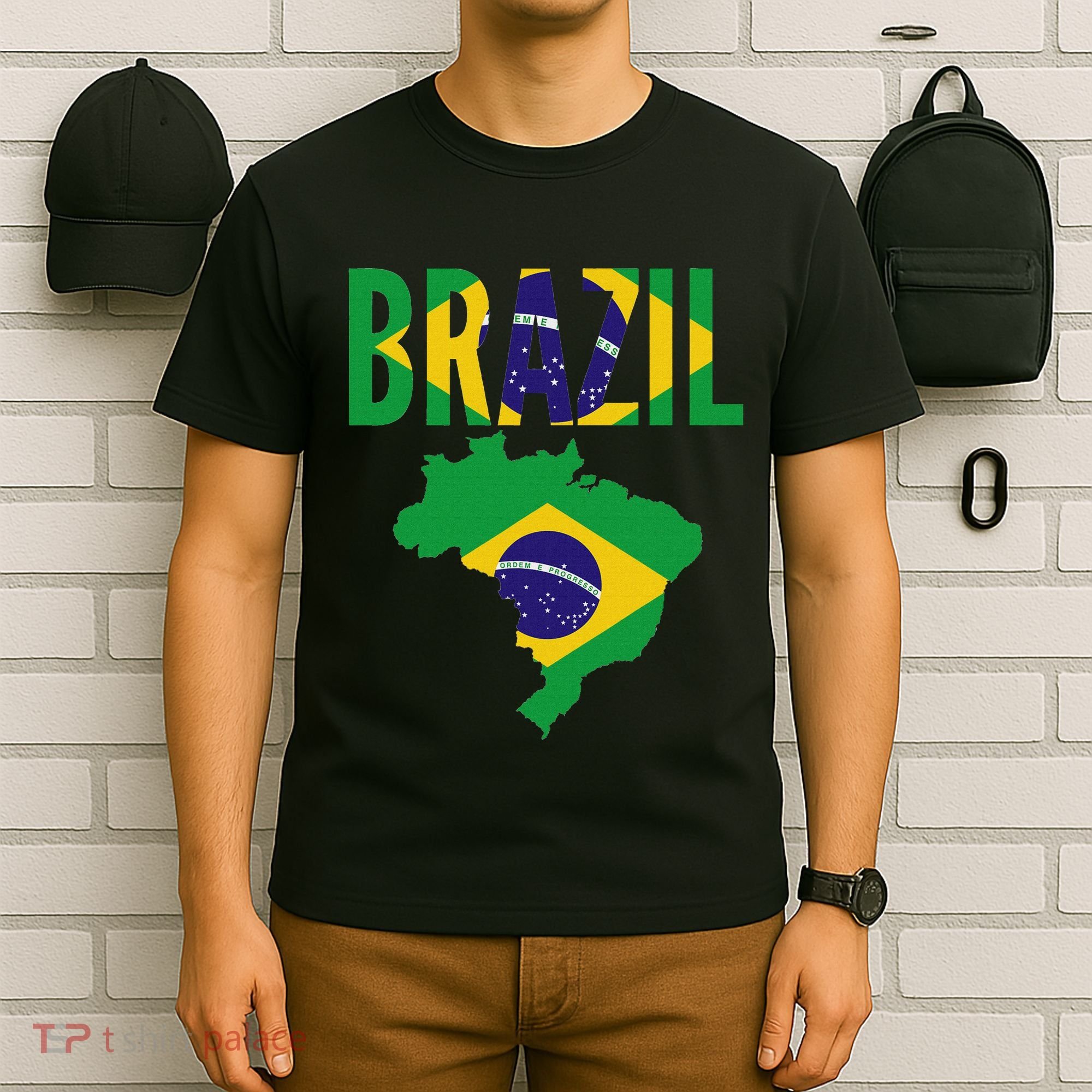 Brazilian Brazil Country Map Flag T-Shirt