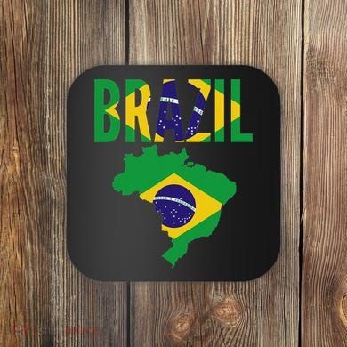 Brazilian Brazil Country Map Flag Coaster