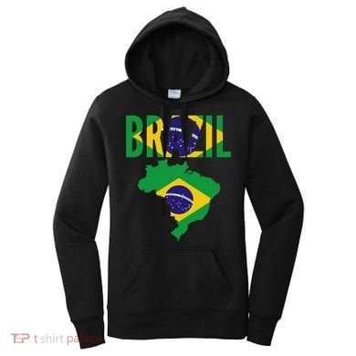 Brazilian Brazil Country Map Flag Women's Hoodie