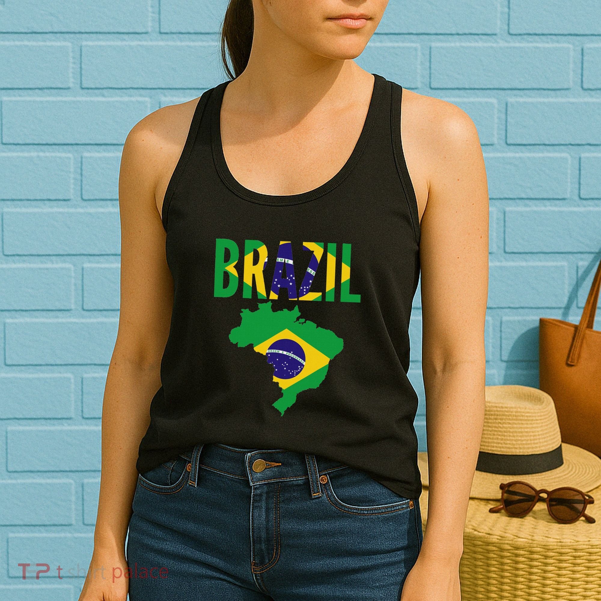 Brazilian Brazil Country Map Flag Women's Tank Top