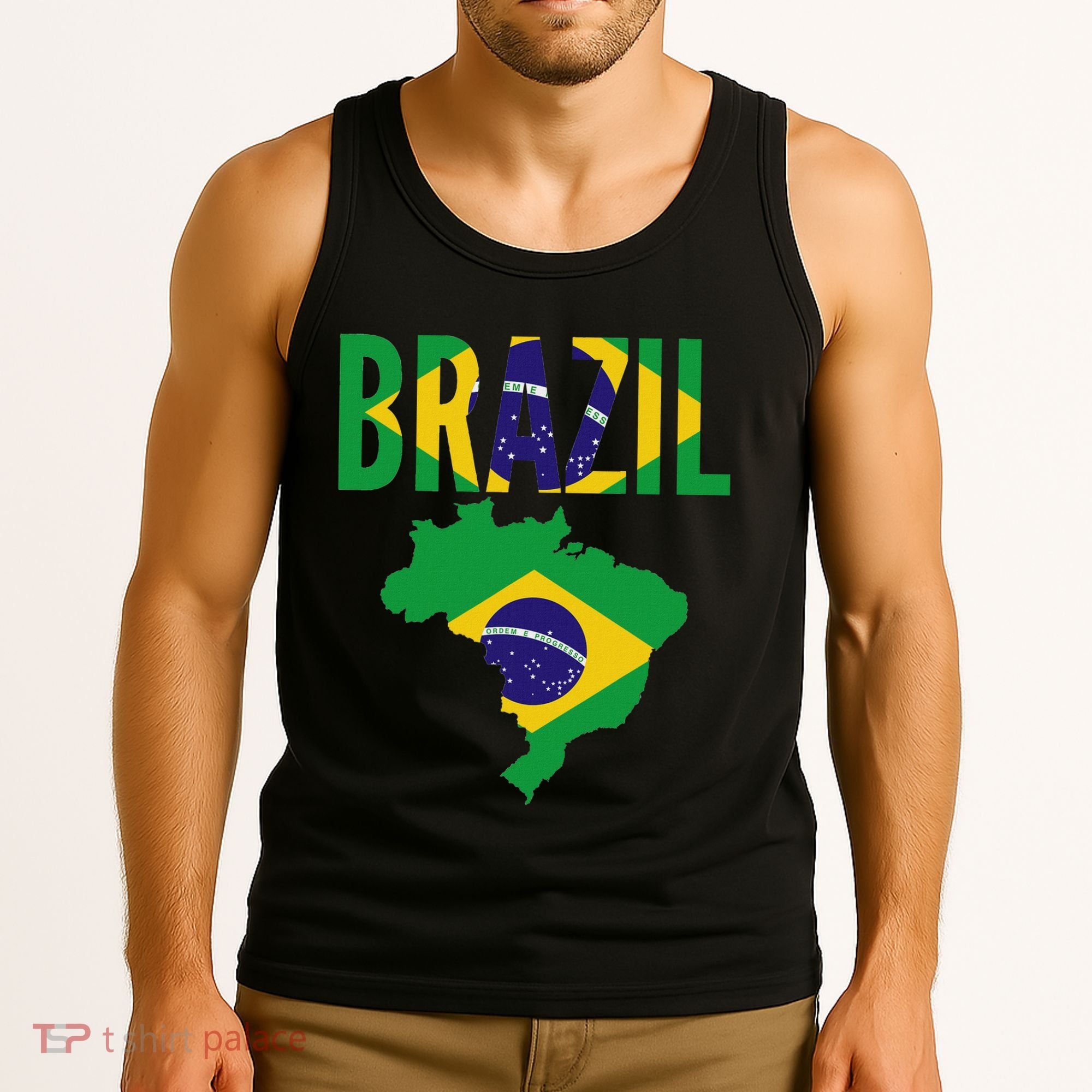 Brazilian Brazil Country Map Flag Tank Top