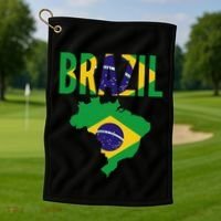 Brazilian Brazil Country Map Flag Golf Towel thumb 1