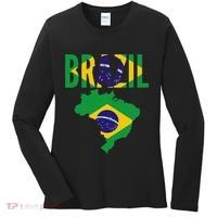 Brazilian Brazil Country Map Flag Women's Long Sleeve Shirt thumb 0