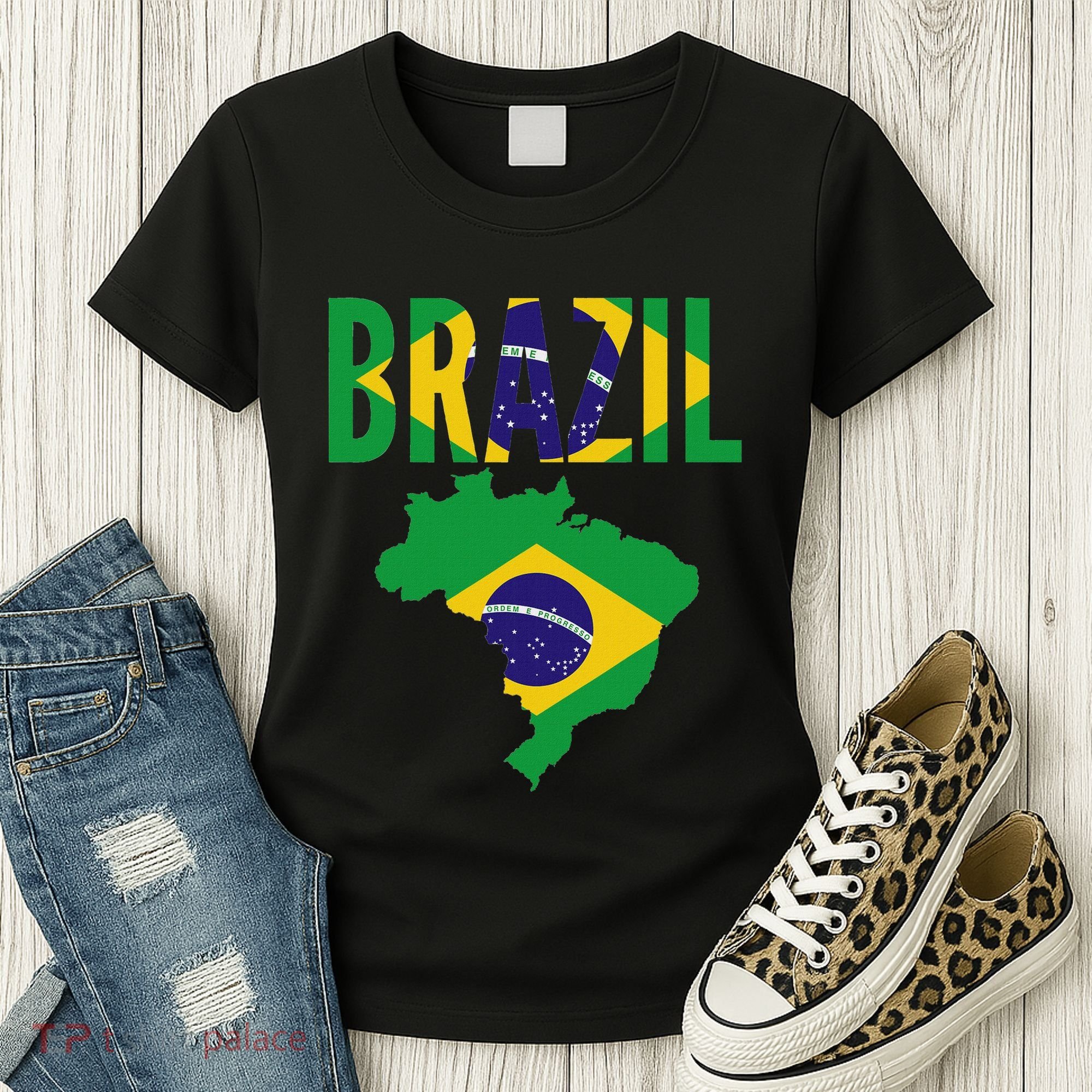 Brazilian Brazil Country Map Flag Women's T-Shirt