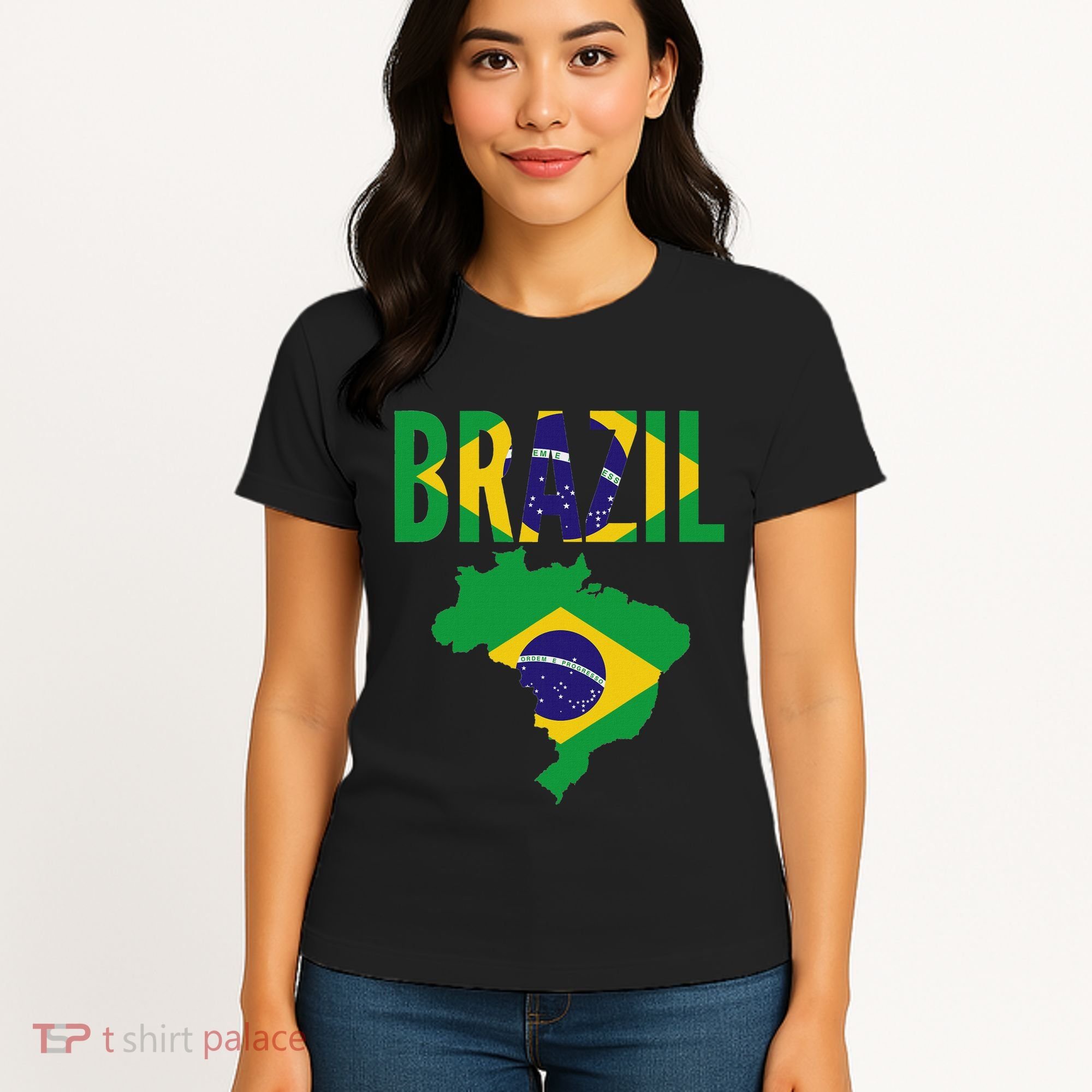 Brazilian Brazil Country Map Flag Women's T-Shirt