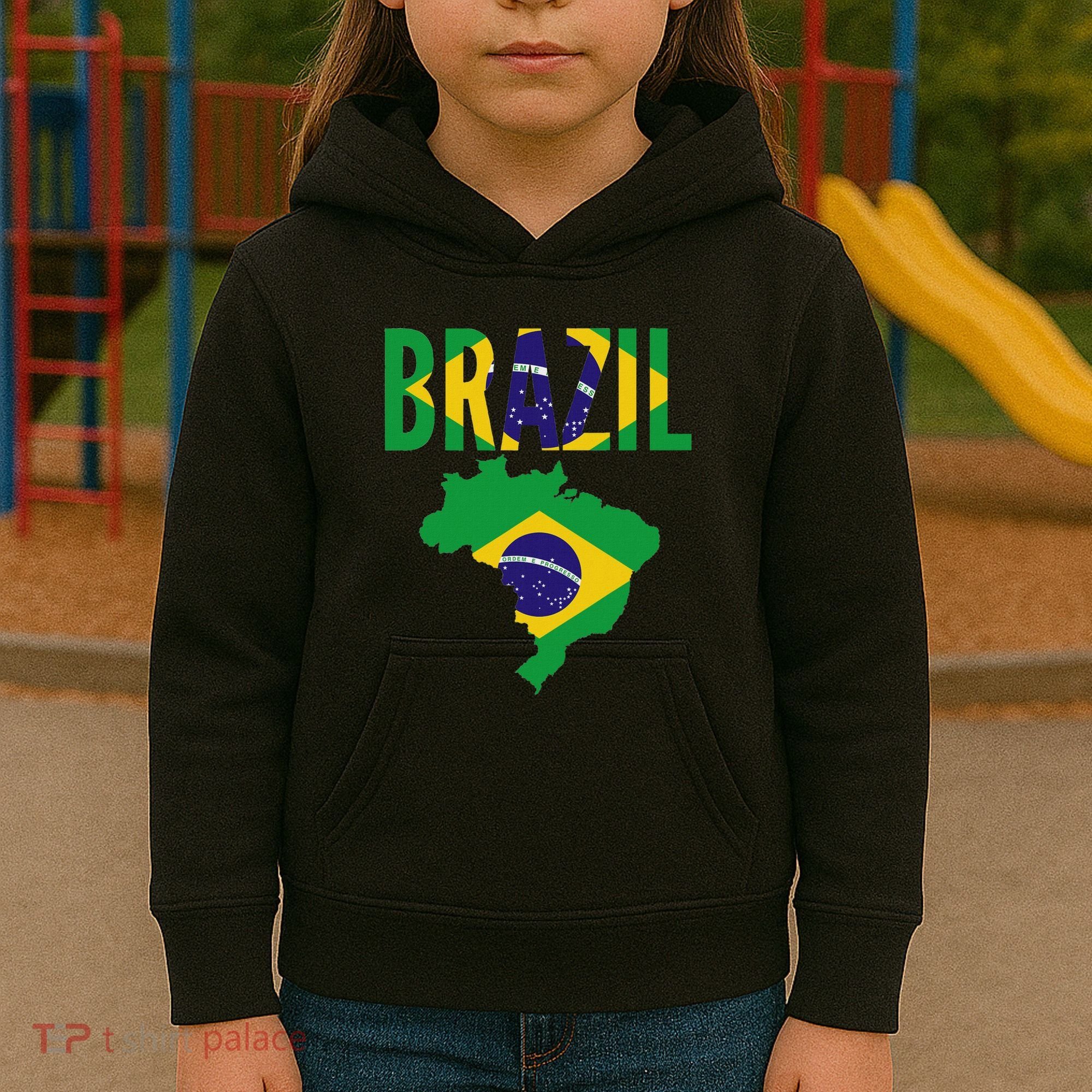 Brazilian Brazil Country Map Flag Kids Hoodie