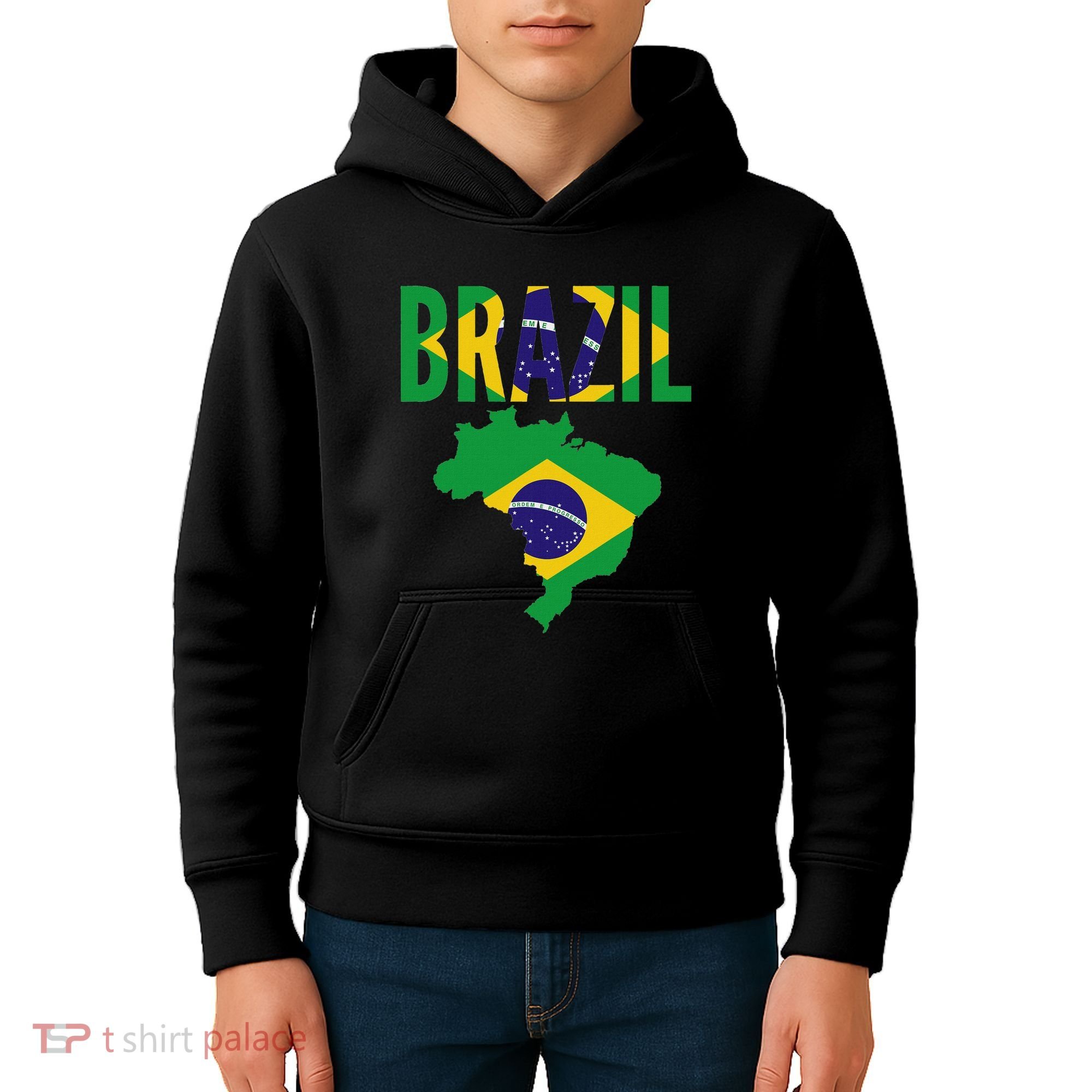 Brazilian Brazil Country Map Flag Kids Hoodie