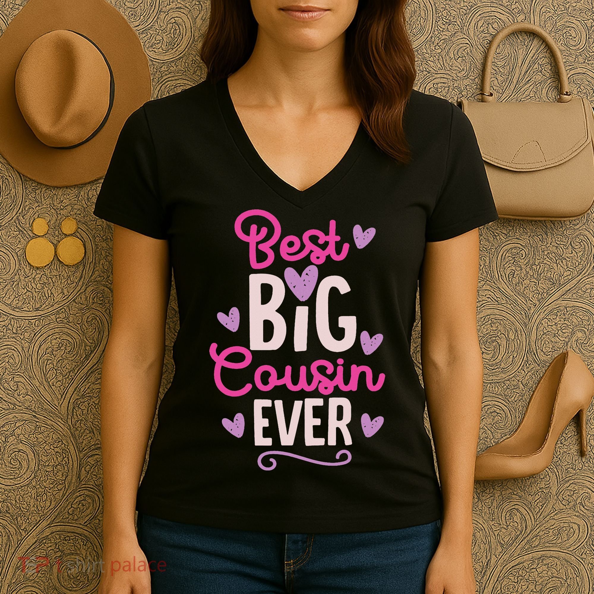 Best Big Cousin Ever For And Women's V-Neck T-Shirt