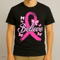 Believe Breast Cancer Awareness Month Breast Cancer T-Shirt thumb 3