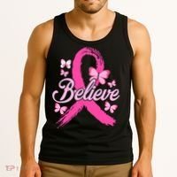 Believe Breast Cancer Awareness Month Breast Cancer Tank Top thumb 3