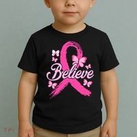 Believe Breast Cancer Awareness Month Breast Cancer Toddler T-Shirt thumb 2
