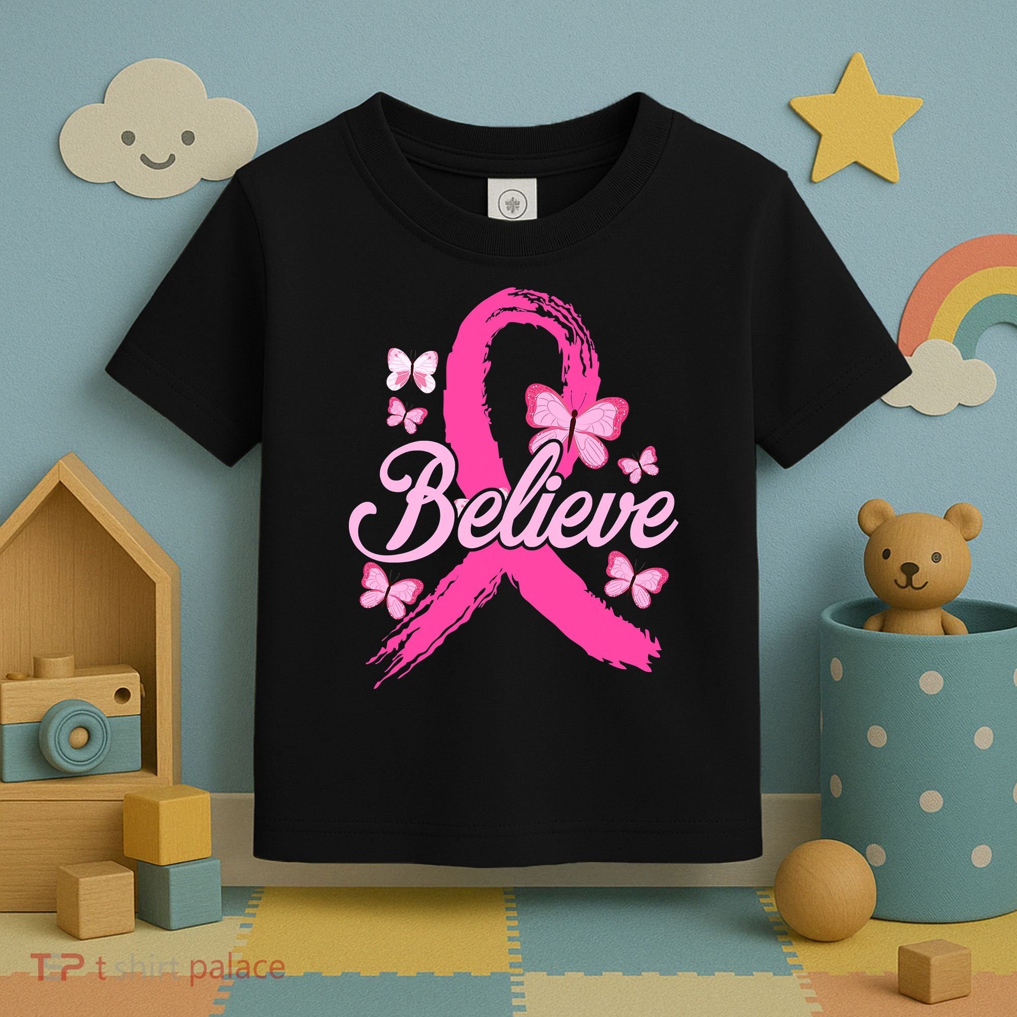 Believe Breast Cancer Awareness Month Breast Cancer Toddler T-Shirt
