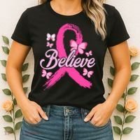 Believe Breast Cancer Awareness Month Breast Cancer Women's T-Shirt thumb 2
