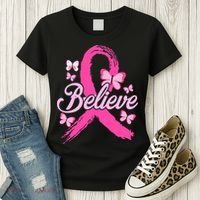 Believe Breast Cancer Awareness Month Breast Cancer Women's T-Shirt thumb 3