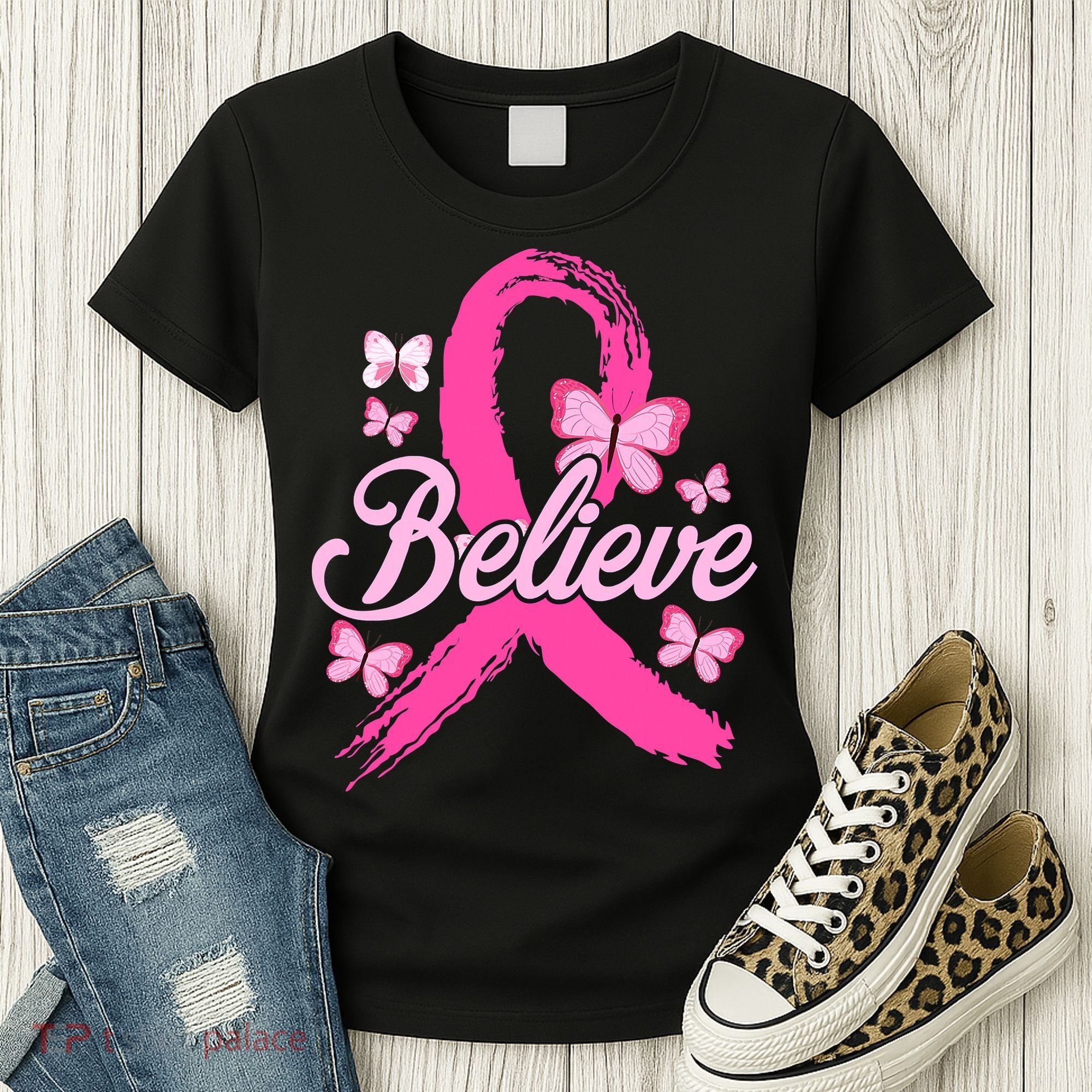Believe Breast Cancer Awareness Month Breast Cancer Women's T-Shirt