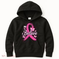 Believe Breast Cancer Awareness Month Breast Cancer Kids Hoodie thumb 0