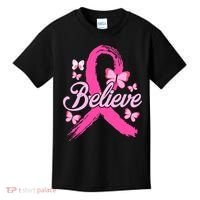 Believe Breast Cancer Awareness Month Breast Cancer Kids T-Shirt thumb 0