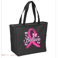 Believe Breast Cancer Awareness Month Breast Cancer Tote Bag thumb 2