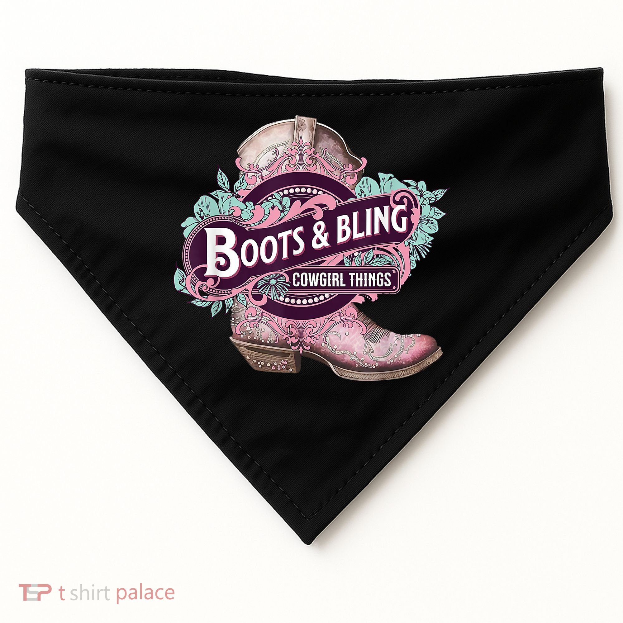 Boots & Bling Cowgirl Things Cute Western Country Rodeo USA-Made Doggie Bandana