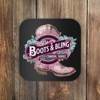 Boots & Bling Cowgirl Things Cute Western Country Rodeo Coaster thumb 0