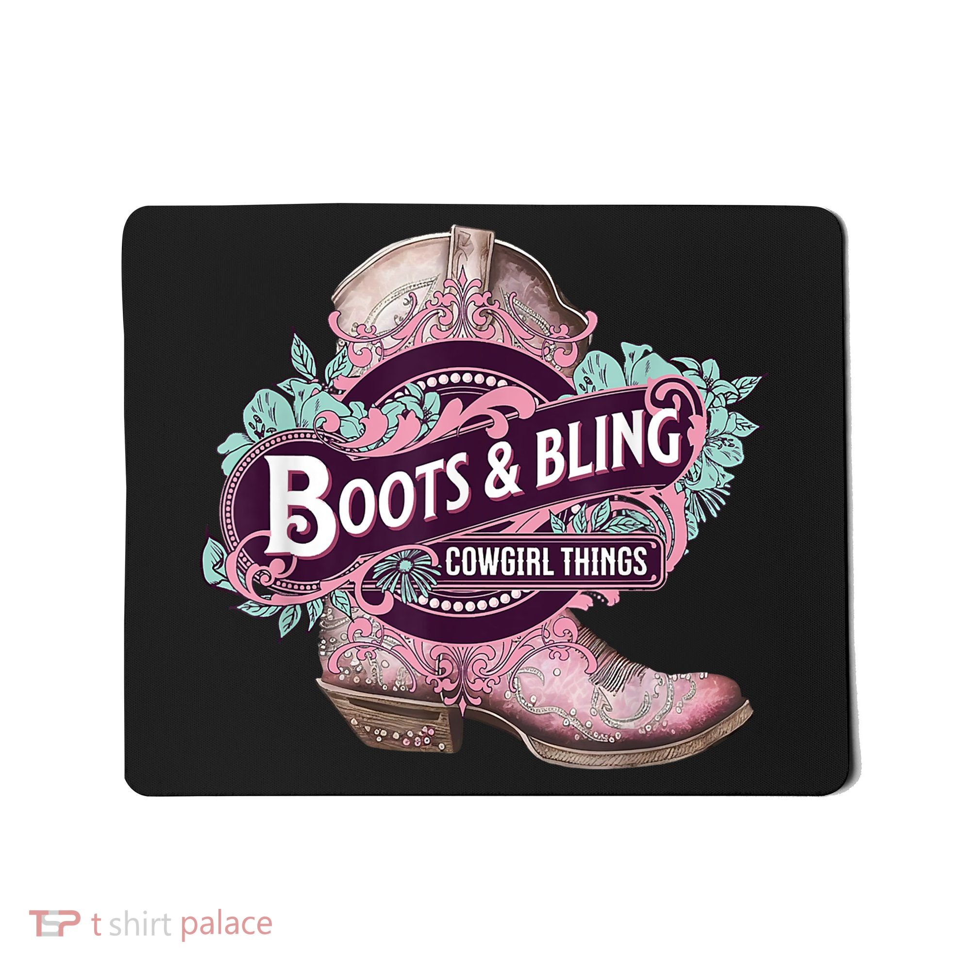 Boots & Bling Cowgirl Things Cute Western Country Rodeo Mousepad
