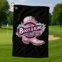 Boots & Bling Cowgirl Things Cute Western Country Rodeo Golf Towel thumb 1