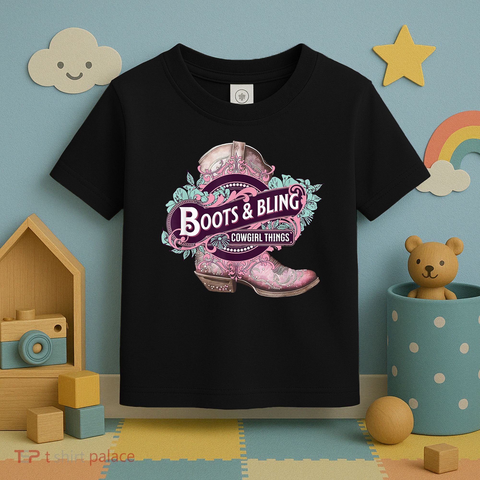 Boots & Bling Cowgirl Things Cute Western Country Rodeo Toddler T-Shirt