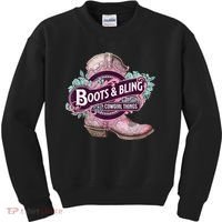 Boots & Bling Cowgirl Things Cute Western Country Rodeo Kids Sweatshirt thumb 0