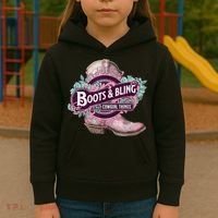 Boots & Bling Cowgirl Things Cute Western Country Rodeo Kids Hoodie thumb 3