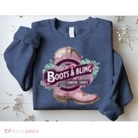 Boots & Bling Cowgirl Things Cute Western Country Rodeo Sweatshirt thumb 2