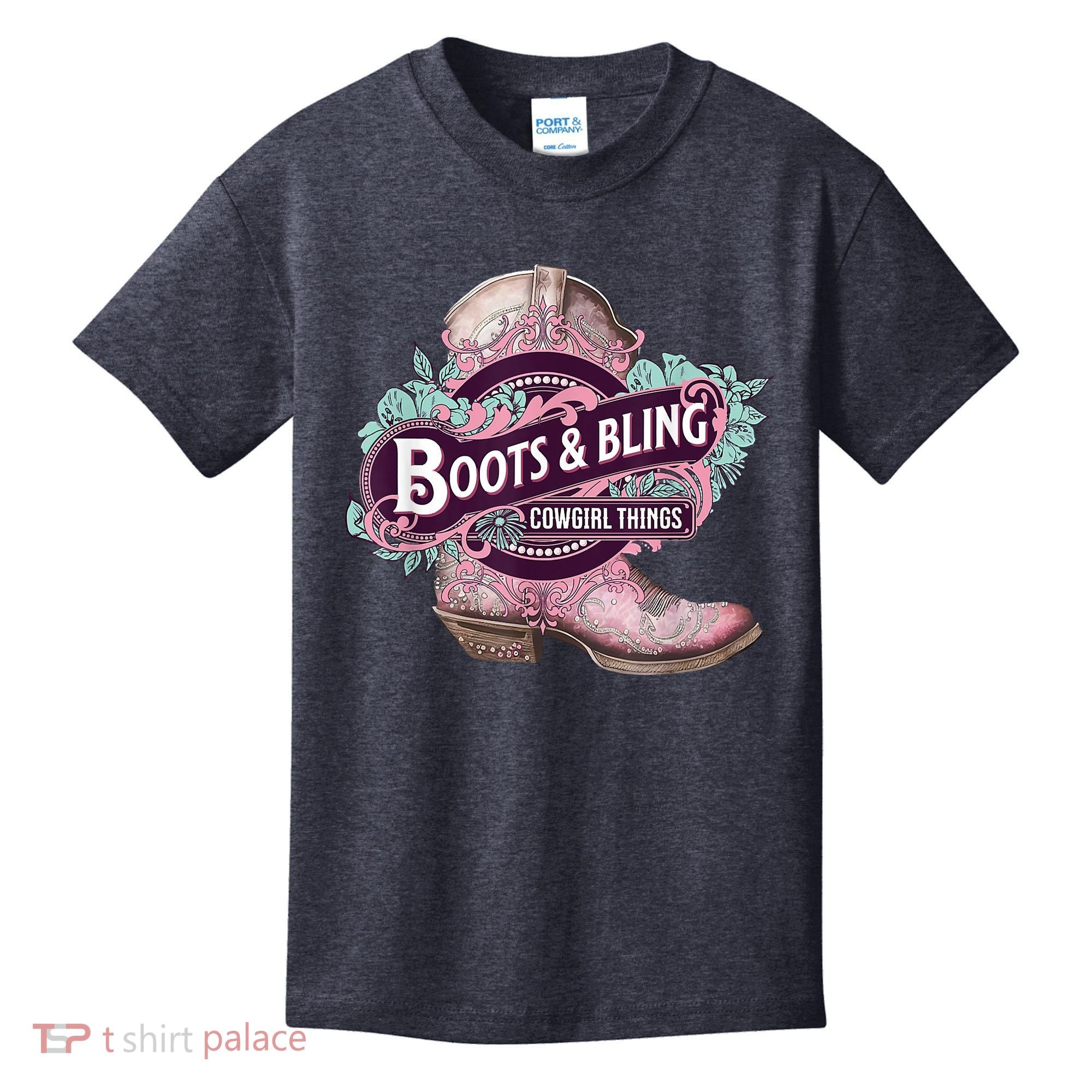 Boots & Bling Cowgirl Things Cute Western Country Rodeo Kids T-Shirt