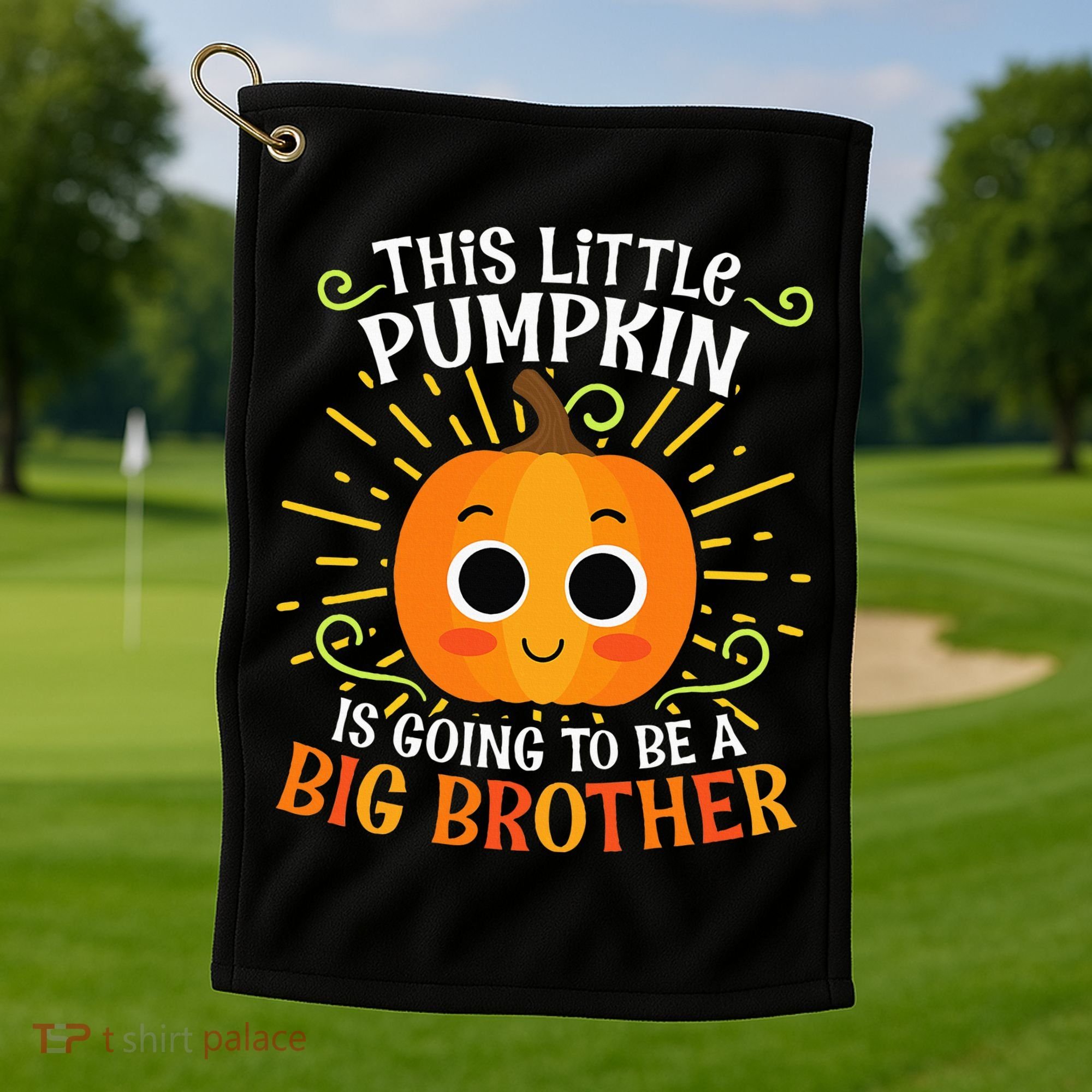 Big Brother Cute Thanksgiving Pumpkin Pregnancy Announcement Golf Towel