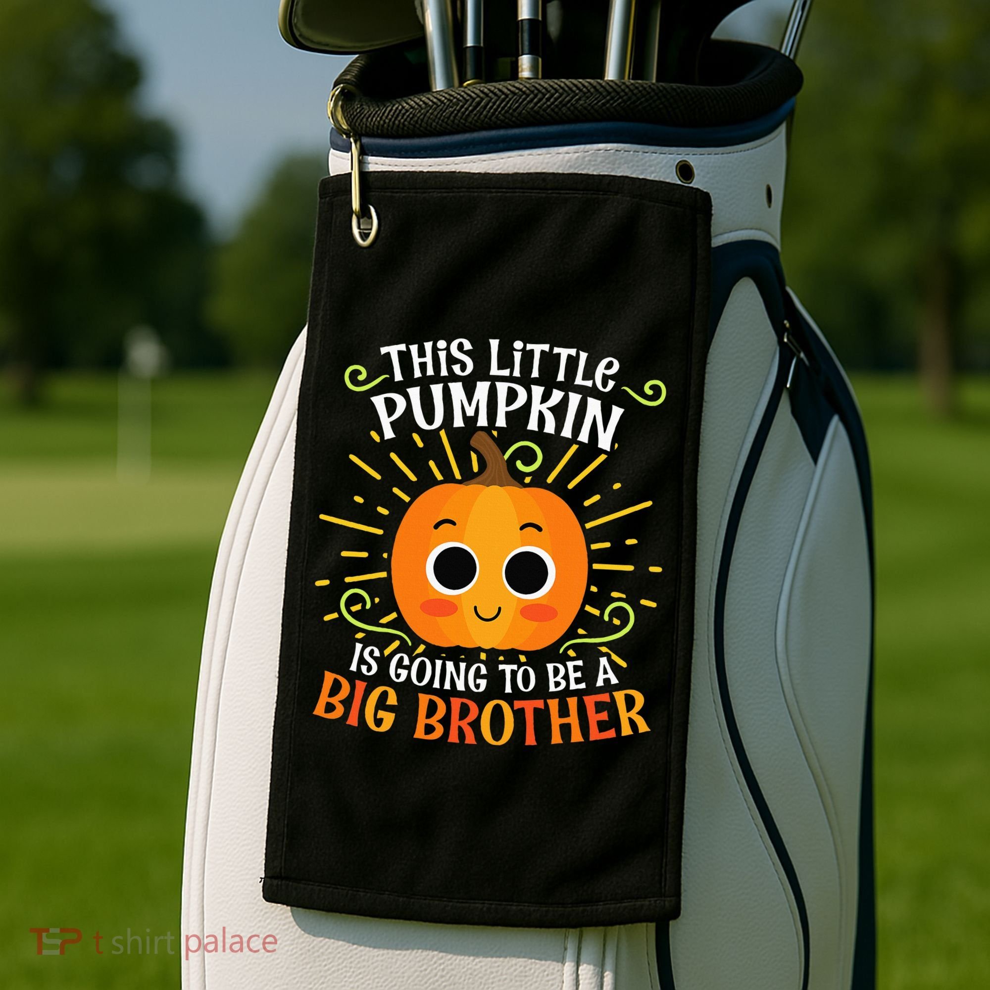 Big Brother Cute Thanksgiving Pumpkin Pregnancy Announcement Golf Towel
