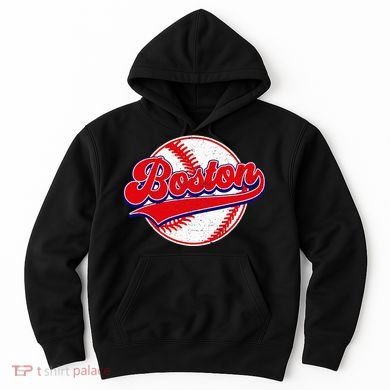 Boston Baseball Cityscape Distressed Women Hoodie