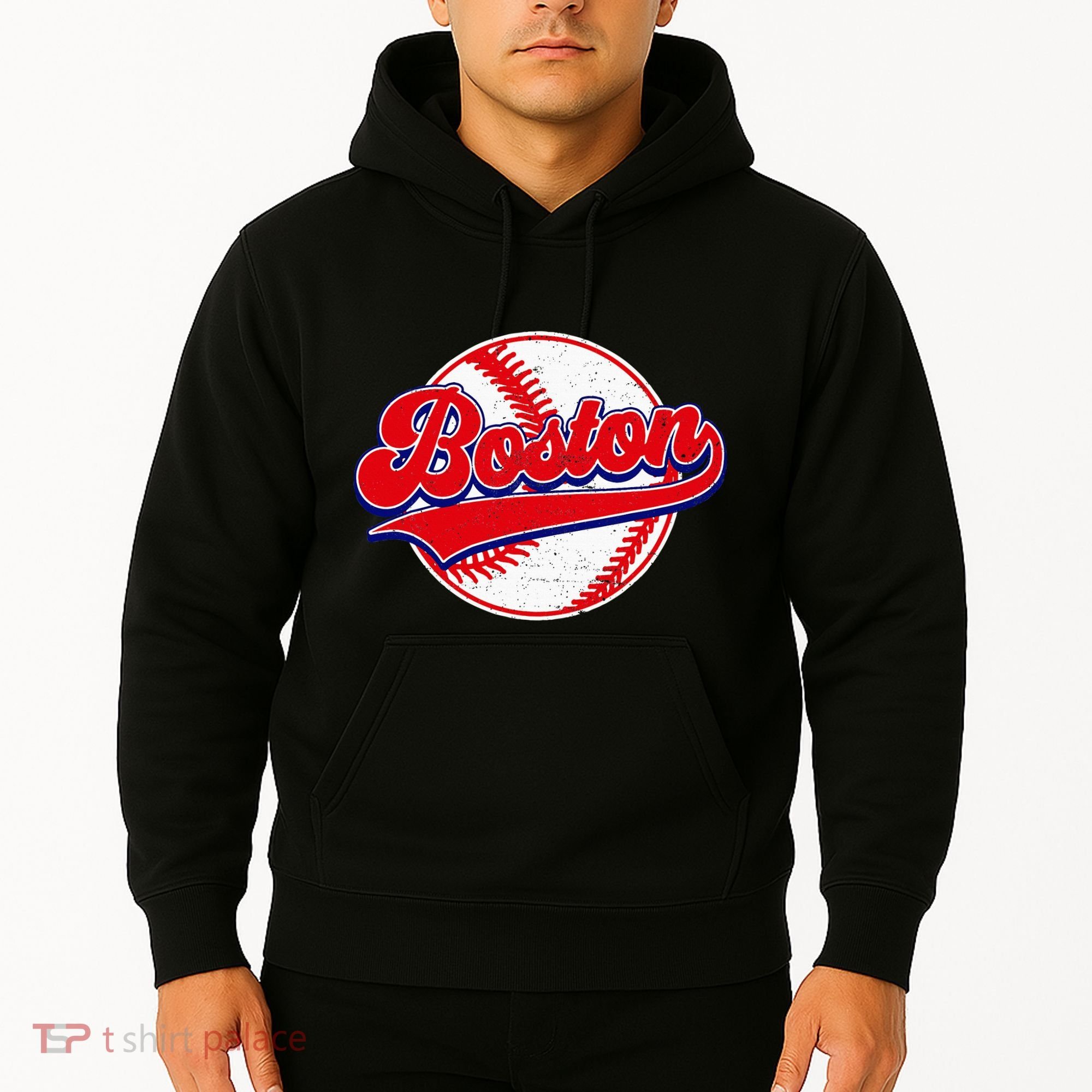 Boston Baseball Cityscape Distressed Women Hoodie