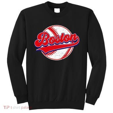Boston Baseball Cityscape Distressed Women Sweatshirt